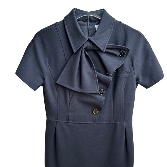 Queen of Lalaland Black Bow Peter Pan Collar Retro Cocktail Bodycon Dress Medium - Picture 15 of 16